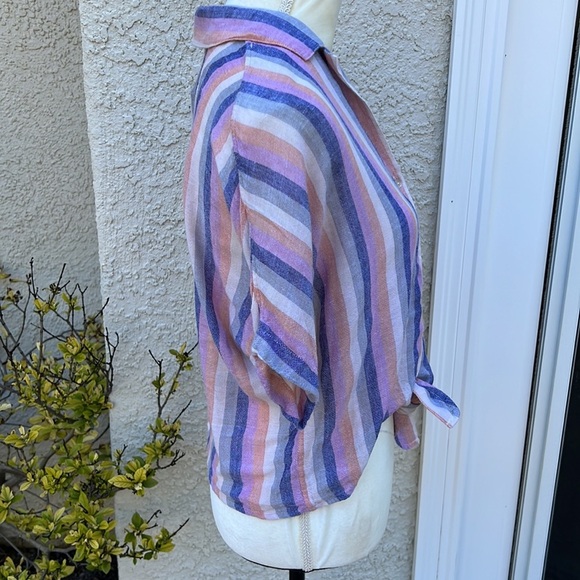 RAILS Marley Mandalay Striped Linen Crop Tie Button up Top Women's Size S - Picture 5 of 9